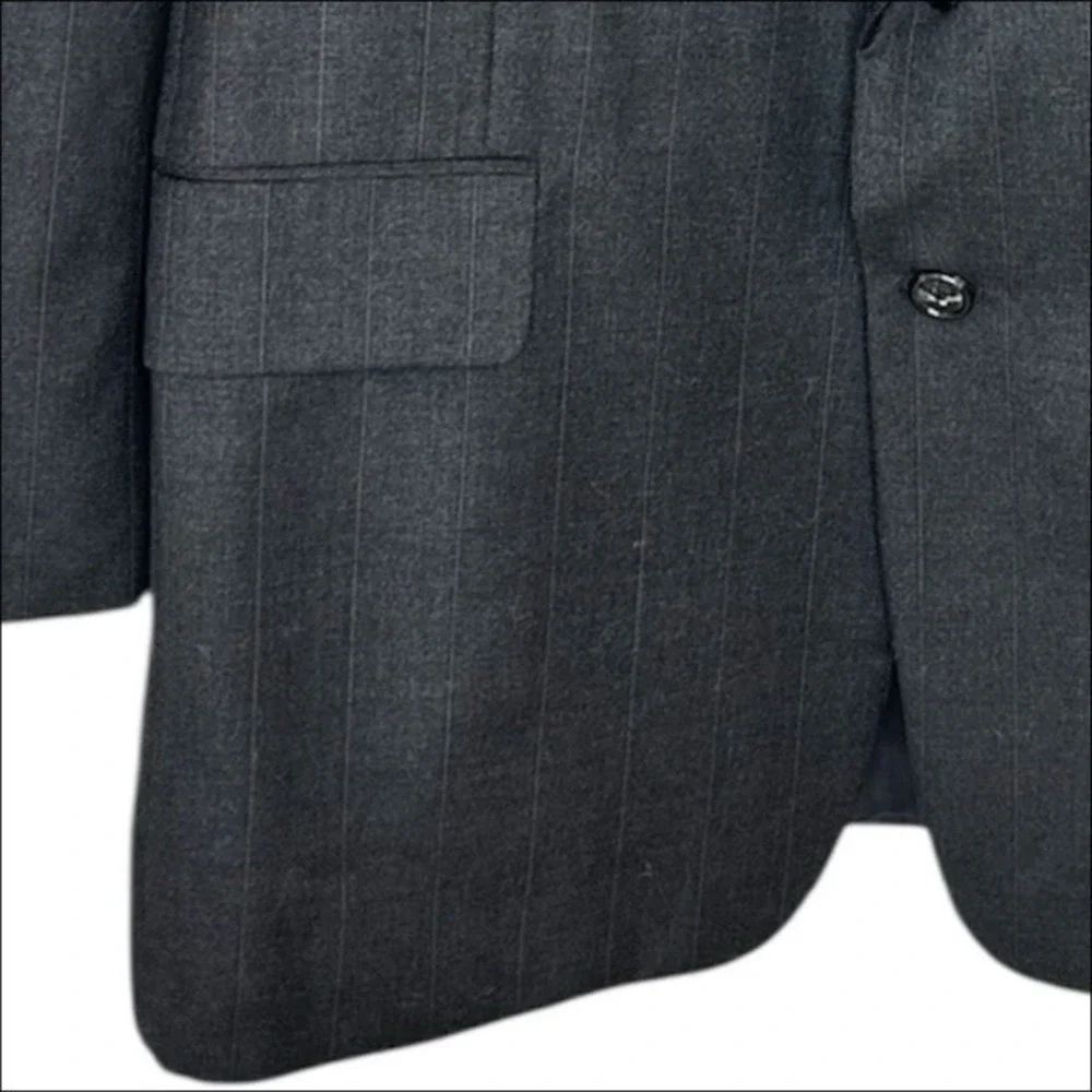Hickey Freeman Loro Piana‎ 120s Wool Suit Jacket 41R Gray White Pinstripe Blazer